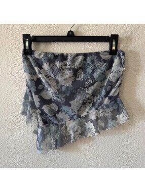 Y2K Blue Fairy Floral Mesh Asymmetrical Angelcore Tube Top Size L Ethereal Euro